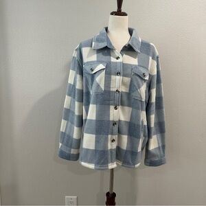 SAGE Collective Blue and White Plaid Jacket